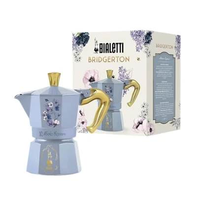 Afbeelding van Bialetti Moka Express Bridgerton: iconische espressomachine voor fornuis Officiële Netflix licentie, 3 kopjes (4 oz), aluminium