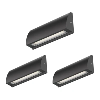 Afbeelding van ledscom.de SEGIN Led wandlamp/trapverlichting voor buiten, IP54, plat, downlight, matzwart, vierkant, 6,2 W, 566 lm, warmwit, 3 stuks