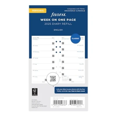 Afbeelding van Filofax Week per persoonlijke pagina in het Engels 2025