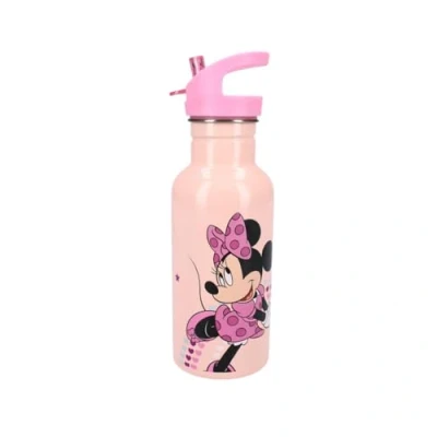 Afbeelding van My sweety pop Drinkfles voor kinderen roestvrij staal kleuterschool school vakantie maaltijd 22 cm 500 ml hydratatie cadeau idee fles (Minnie Mouse roze/perzik)