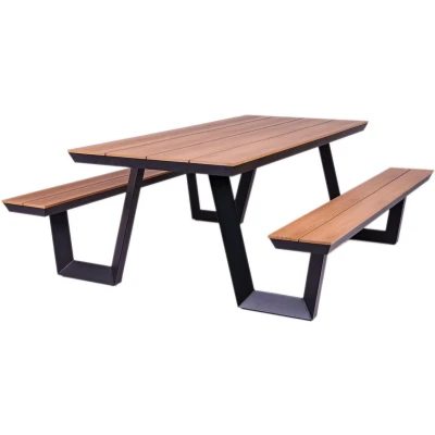 Afbeelding van MaximaVida aluminium picknicktafel Bermuda 200 cm zwart
