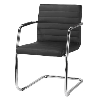 Afbeelding van Sledestoel vergaderstoel Design 1878 zwart leatherlook