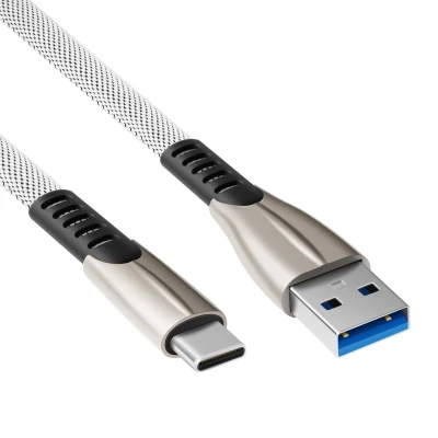 Afbeelding van USB C kabel 5A A naar Fast Charging Nylon mantel Grijs 1 meter Allteq