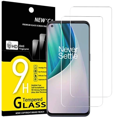 Afbeelding van NEW&#039;C Displaybeschermfolie van gehard glas voor OnePlus Nord N10 5G, krasbestendig, zonder luchtbellen, extreem robuust (0,33 mm HD ultra transparant), hardheid 9H, 2 stuks