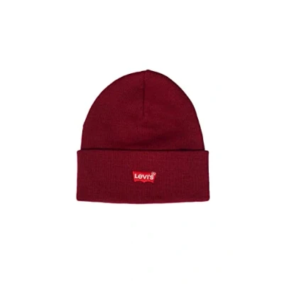 Afbeelding van Levi&#039;s RED Batwing Embroidered Slouchy Beanie Muts, Maat: One Size, Dark bordeaux