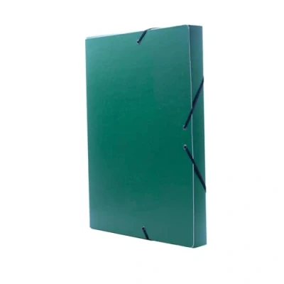 Afbeelding van Raylu Paper Mat projectmap DIN A4 met 3 cm rug, rugleuning van stevig karton en sluiting elastieken voor school of kantoorprojecten, ordner maat 34 x 24 (groen)