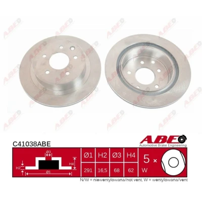 Afbeelding van SAKURA 605 10 4110 Remschijf Achteras 292,0 16 Geventileerd NISSAN: Qashqai / Qashqai+2 I, X Trail, RENAULT: Koleos I