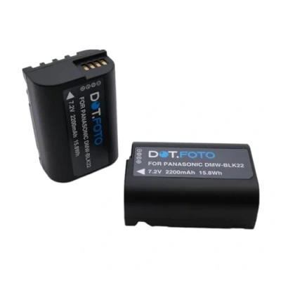 Afbeelding van 2 x Dot.Foto DMW BLK22 premium 7,2 V/2200 mAh oplaadbare batterij voor Panasonic Lumix DC S5, S5II, S5IIX, G9II, GH5II, GH6