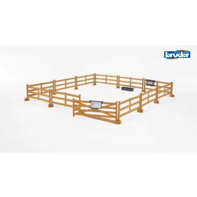 Afbeelding van bruder 62604 Voedselrek en naamplaatje Accessoires: bruin weidehek