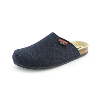 Afbeelding van Pantoffelmann Biologische vilten klompen met ABS zool en kurkbed, comfortabele pantoffels, ademend uniseks, antislip pantoffels voor mannen vrouwen, Marinier