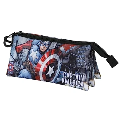 Afbeelding van Karactermania Marvel Captain America Defender FAN 2.0 Drievoudige Etui met rits Tekenetui Pennenetui