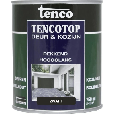 Afbeelding van Tencotop Deur &amp; Kozijn Dekkend Hoogglans Zwart 750 ml