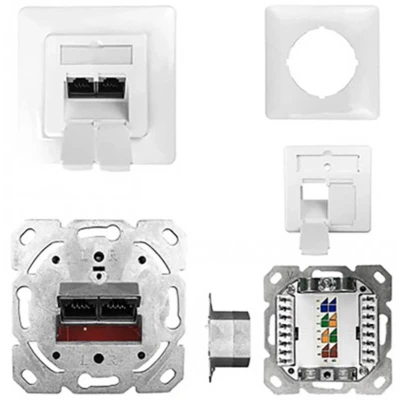 Afbeelding van Kathrein ESN 100 Netwerkdoos Inbouw (in muur) Inzet met centraalstuk en frame CAT 6A Zuiver wit (RAL 9010)