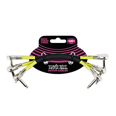 Afbeelding van Patchkabel 15cm Ernie Ball EB 6059 zwart Haaks fijn 3 pack