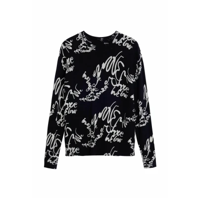 Afbeelding van Desigual Print Trui, Dames, Maat: XS, Black