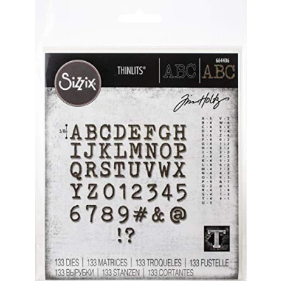 Afbeelding van Sizzix Thinlits 664406 Mini Alfanumerieke hoofdletters van Tim Holtz, meerkleurig, één maat, 123 delig
