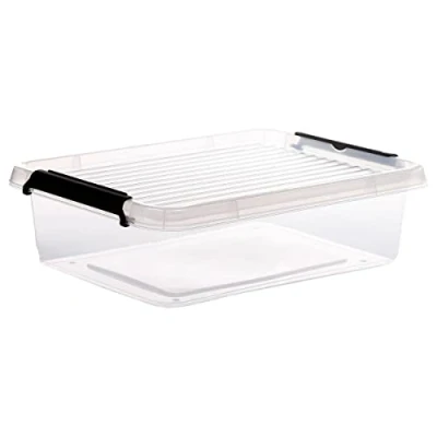 Afbeelding van 5Five opberg kist met deksel Clip Box 8,5 liter 39 x 29 12 cm kunststof transparant