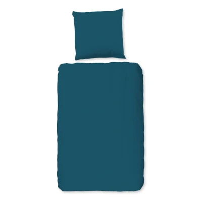 Afbeelding van Eenpersoons Dekbedovertrek 135x200 cm Effen Petrol 100% Microfiber Inclusief Kussensloop