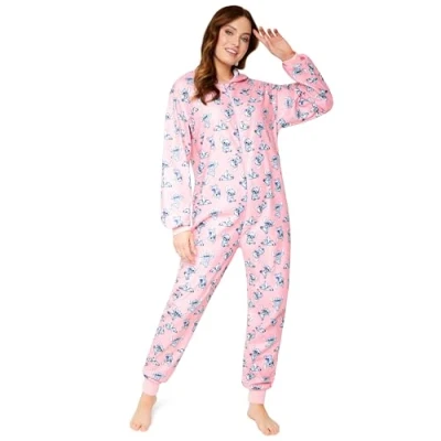 Afbeelding van Disney Pyjama voor kinderen, Stitch, Minnie, romper, overpyjama, meisjes, fleece, maten jongeren, 2 14 jaar