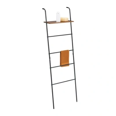 Afbeelding van handdoekladder badkamer 150x45,5 cm met plankje staal