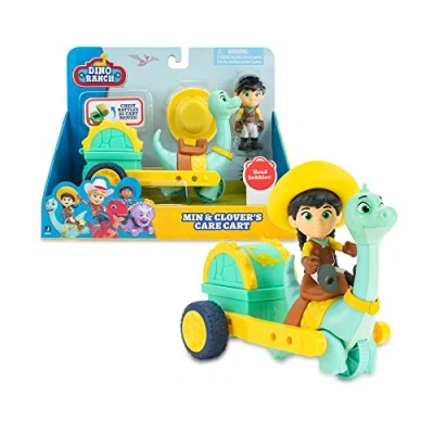 Afbeelding van Giochi Preziosi Dino Ranch Min &amp; Clover, voertuig met dinosaurus en figuur, hoogte ca. 7,5 cm, zoals op tv, voor kinderen vanaf 3 jaar, DNA03200