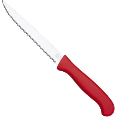 Afbeelding van RÖR Solingen Vespermes Steakmes RVS Lemmet 13 cm Heft Kunststof Rood