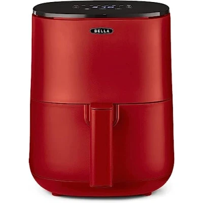 Afbeelding van BELLA Digitale luchtfriteuse, 3 l, multifunctioneel, 5 in 1, met rooster en mand, antiaanbaklaag, afneembaar vaatwasmachinebestendig, 1400 W, mat rood