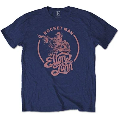Afbeelding van Elton John Rocketman Circle Point Heren T shirt XXL Blauw