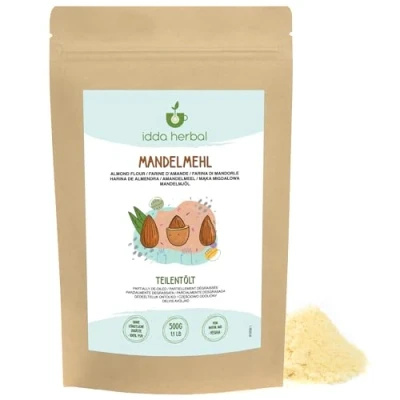 Afbeelding van Amandelmeel (500 g), rauwe amandelen zacht gemalen, amandelpoeder, gedeeltelijk ongezuurde amandelen, 100% natuurlijk en zuiver meel, glutenvrij, keto, veganistisch
