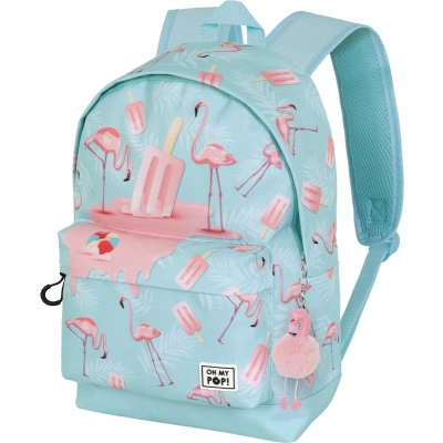 Afbeelding van Oh My Pop Rugzak Flamingo 2 Vakken Pluche Hanger Premium Quality Laptop Tablet vak Hoogte 44cm