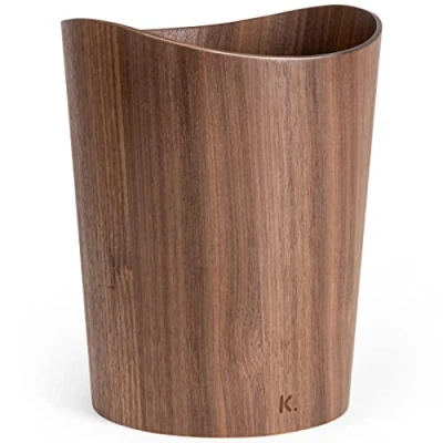 Afbeelding van Afvalbak van echt hout Houten bak voor kantoor, kinderkamer, slaapkamer etc. 9 Liter Okkernoot