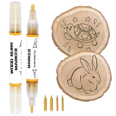 Afbeelding van EIGTWEN Set van 2 gelmarkers voor het verbranden hout, gebruikt tekenen houtverbrandingsmarkeringen, waardoor een ideale keuze is maken geschenken, knutselen en