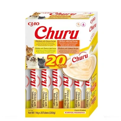 Afbeelding van INABA Churu Variety box Chicken and beef Kattensnoepje 20 x 14g