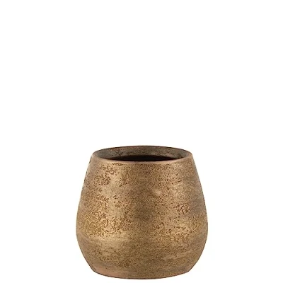 Afbeelding van J Line Bloempot Oneffen M D20x18cm Ruw keramiek goud