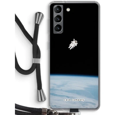Afbeelding van Case Company® hoesje met Koord geschikt voor Samsung Galaxy S21 Alone in Space Telefoonhoesje Zwart Bescherming aan alle Kanten en Over de Schermrand