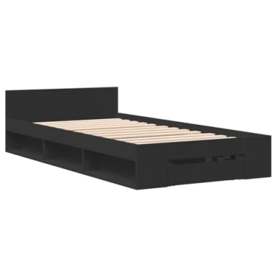 Afbeelding van vidaXL Bedframe met lade bewerkt hout zwart 90x190 cm
