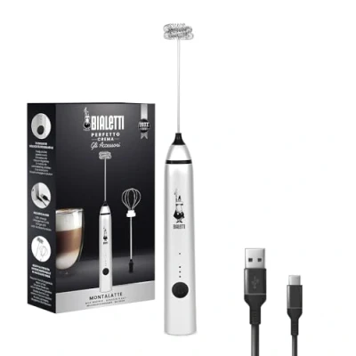 Image de Bialetti Whipper, réglable sur 3 niveaux, double fouet, charge USB, acier inoxydable
