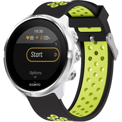 Afbeelding van iMoshion Siliconen sport 24 mm bandje Geschikt voor Suunto 7 / 9 (Baro) Sony Smartwatch 2 Zwart/Groen