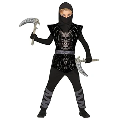 Afbeelding van FIESTAS GUIRCA Zwarte krijger Ninja kostuum voor Halloween, kinderen, 5 6 jaar
