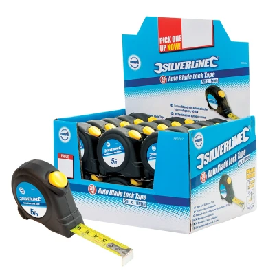 Afbeelding van Silverline Rolmaat met blokkeerknop 5 meter Nylon coating 30 stuks