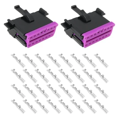 Afbeelding van the Lord of Tools Lot de 2 connecteurs OBD à 16 broches Pièce rechange 8D0972695 Compatible avec VW Audi Kit réparation