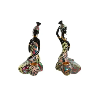 Afbeelding van Decoratieve figuren Home ESPRIT Multicolour Afrikaanse 9 x 7 16,5 cm (2 Stuks)