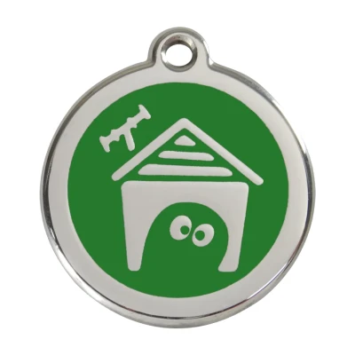 Afbeelding van Dog House Green roestvrijstalen hondenpenning large/groot dia. 3,8 cm RedDingo
