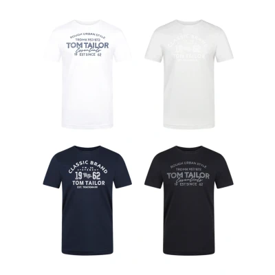 Afbeelding van Tom Tailor Heren T Shirt O Neck 4 Pack regular fit Veelkleurig L Ronde Hals Volwassenen Opdruk Print Shirts