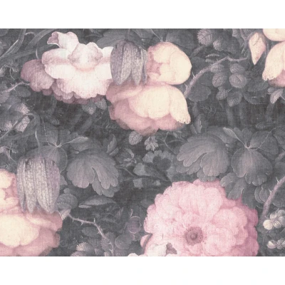 Afbeelding van GROTE BLOEMEN BEHANG Schilderijstijl &quot;Canvaslook&quot; roze A.S. Création Metropolitan Stories