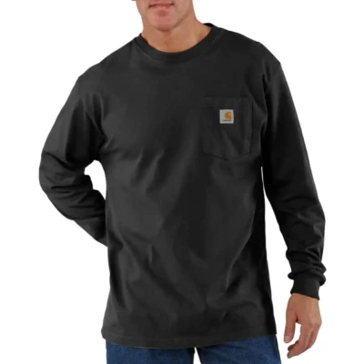 Afbeelding van Carhartt Pocket T Shirt lang mouw Heren Zwart Maat M (valt als L)