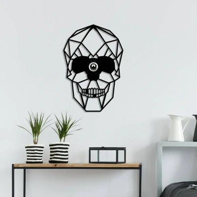 Afbeelding van Wandlamp W 050, zwart doodshoofdontwerp, lasergesneden