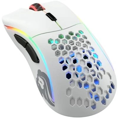 Afbeelding van Glorious Gaming Model D Draadloze gamingmuis, superlicht, 69 g, draadloos 2,4 GHz zonder latentie, tot 71 uur batterij, RGB, BAMF sensor, ergonomisch, 6 toetsen, mat wit