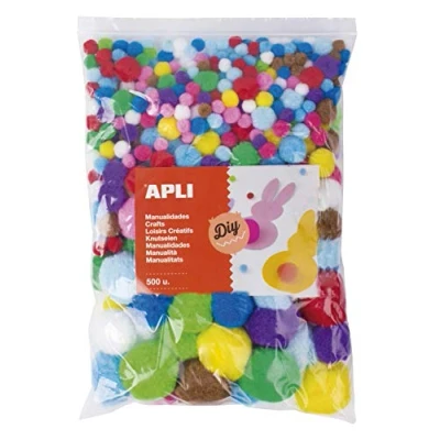 Afbeelding van Apli Pompons, Zakje Met 500 Stuks In Geassorteerde Kleuren Knutselmateriaal