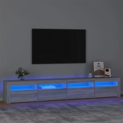 Afbeelding van vidaXL Tv meubel met LED verlichting 240x35x40 cm grijs sonoma eiken